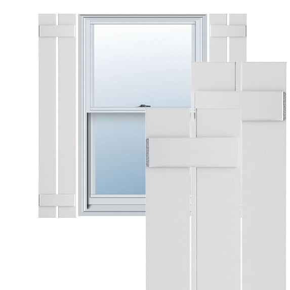Ekena Millwork 11 1/4"W x 40"H True Fit PVC Two Board Spaced Board-n-Batten Shutters, White (Per Pair - Hardware Not Included)