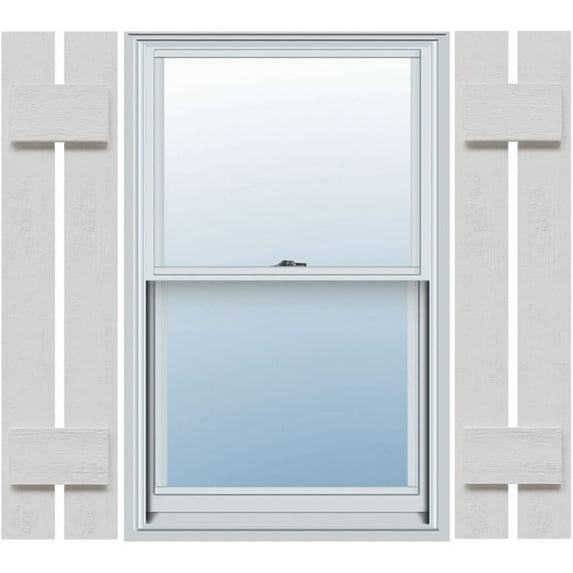 Ekena Millwork 11 1/4"W x 43"H Timberthane Faux Rustic Two Board Spaced Board-n-Batten Faux Wood Shutters, Rough Cedar (Per Pair)