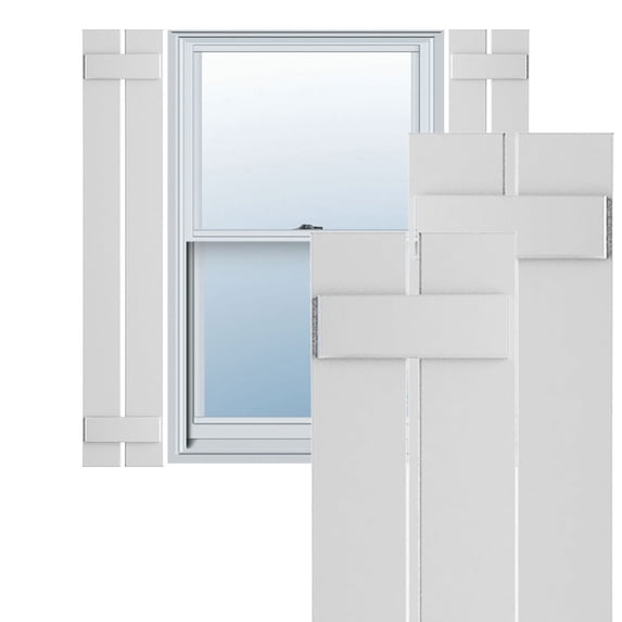 Ekena Millwork 11 1/4"W x 48"H True Fit PVC Two Board Spaced Board-n-Batten Shutters, Unfinished (Per Pair - Hardware Not Included)