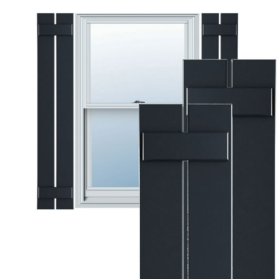 Ekena Millwork 11 1/4"W x 52"H True Fit PVC Two Board Spaced Board-n-Batten Shutters, Starless Night Blue (Per Pair - Hardware Not Included)