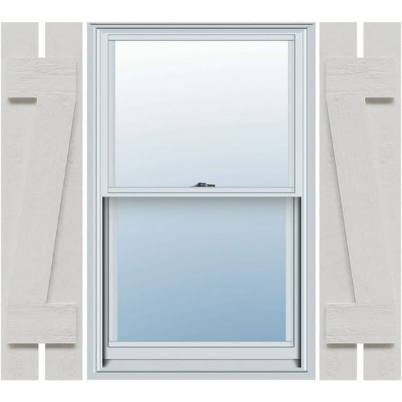 Ekena Millwork 11 1/4"W x 58"H Timberthane Faux Rustic Two Board Spaced Board-n-Batten Faux Wood Shutters w/Z-Board, Rough Cedar (Per Pair)