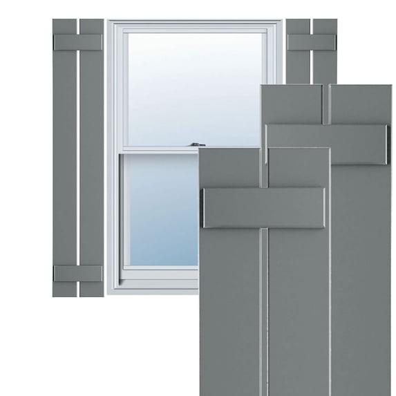 Ekena Millwork 11 1/4"W x 61"H True Fit PVC Two Board Spaced Board-n-Batten Shutters, Ocean Swell (Per Pair - Hardware Not Included)