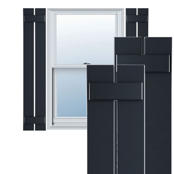 Ekena Millwork 11 1/4"W x 66"H True Fit PVC Two Board Spaced Board-n-Batten Shutters, Starless Night Blue (Per Pair - Hardware Not Included)
