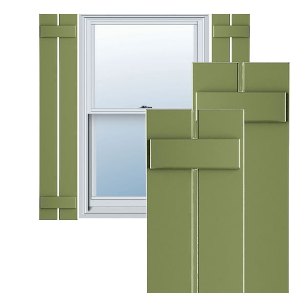 Ekena Millwork 11 1/4"W x 71"H True Fit PVC Two Board Spaced Board-n-Batten Shutters, Moss Green (Per Pair - Hardware Not Included)
