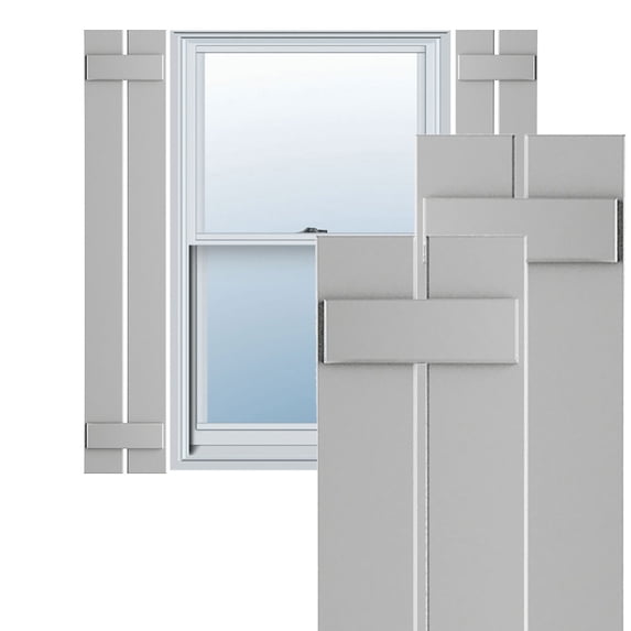 Ekena Millwork 11 1/4"W x 76"H True Fit PVC Two Board Spaced Board-n-Batten Shutters, Hailstorm Gray (Per Pair - Hardware Not Included)