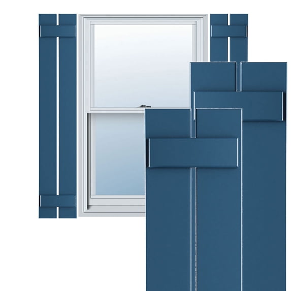 Ekena Millwork 11 1/4"W x 76"H True Fit PVC Two Board Spaced Board-n-Batten Shutters, Sojourn Blue (Per Pair - Hardware Not Included)