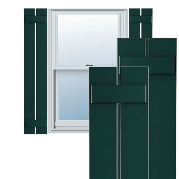 Ekena Millwork 11 1/4"W x 76"H True Fit PVC Two Board Spaced Board-n-Batten Shutters, Thermal Green (Per Pair - Hardware Not Included)