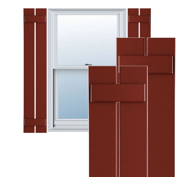 Ekena Millwork 11 1/4"W x 78"H True Fit PVC Two Board Spaced Board-n-Batten Shutters, Pepper Red (Per Pair - Hardware Not Included)