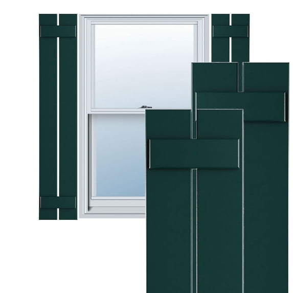 Ekena Millwork 11 1/4"W x 79"H True Fit PVC Two Board Spaced Board-n-Batten Shutters, Thermal Green (Per Pair - Hardware Not Included)