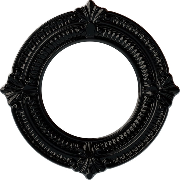 Ekena Millwork 11 1/8"OD x 6 1/8"ID x 5/8"P Benson Ceiling Medallion (Fits Canopies up to 6 1/8"), Hand-Painted Black Pearl