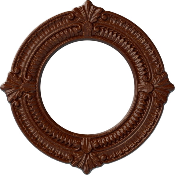 Ekena Millwork 11 1/8"OD x 6 1/8"ID x 5/8"P Benson Ceiling Medallion (Fits Canopies up to 6 1/8"), Hand-Painted Burnished Mahogany Crackle