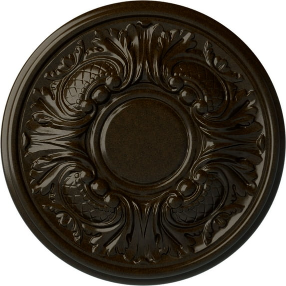 Ekena Millwork 11 3/4"OD x 1 1/4"P Wakefield Ceiling Medallion (Fits Canopies up to 3 5/8"), Hand-Painted Bronze