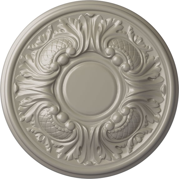 Ekena Millwork 11 3/4"OD x 1 1/4"P Wakefield Ceiling Medallion (Fits Canopies up to 3 5/8"), Hand-Painted Pearl White