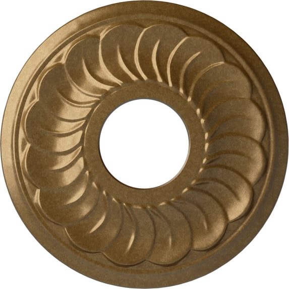 Ekena Millwork 11 3/4"OD x 3 5/8"ID x 1"P Blackthorn Ceiling Medallion (Fits Canopies up to 4 7/8"), Hand-Painted Pale Gold