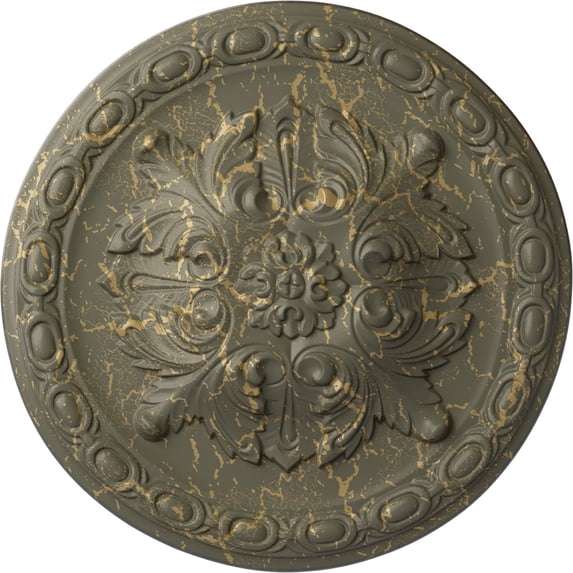 Ekena Millwork 11 3/4"OD x 3/8"P Stockport Ceiling Medallion, Hand-Painted Witch Hazel Crackle