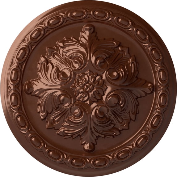 Ekena Millwork 11 3/8"OD x 2"P Acanthus Ceiling Medallion, Hand-Painted Copper Penny