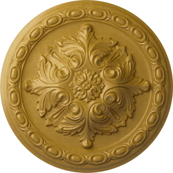 Ekena Millwork 11 3/8"OD x 2"P Acanthus Ceiling Medallion, Hand-Painted Iridescent Gold