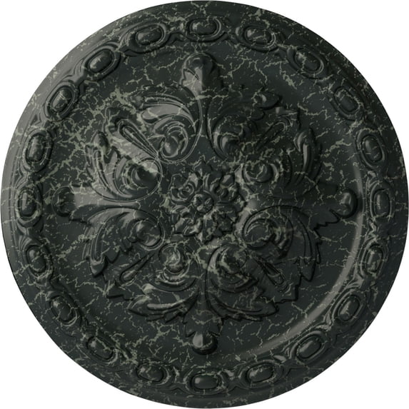 Ekena Millwork 11 3/8"OD x 2"P Acanthus Ceiling Medallion, Hand-Painted Painted Turtle Crackle