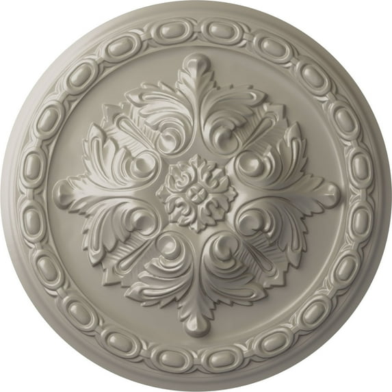 Ekena Millwork 11 3/8"OD x 2"P Acanthus Ceiling Medallion, Hand-Painted Pearl White