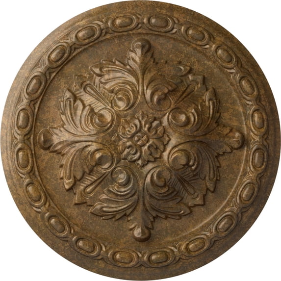 Ekena Millwork 11 3/8"OD x 2"P Acanthus Ceiling Medallion, Hand-Painted Rubbed Bronze