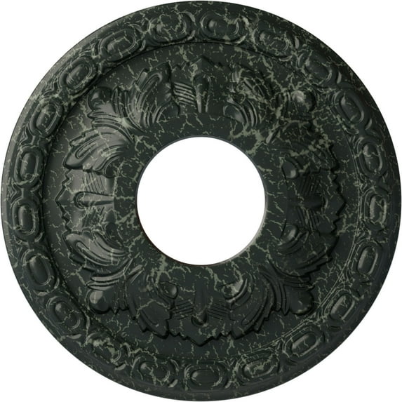 Ekena Millwork 11 3/8"OD x 3 5/8"ID x 1 1/8"P Leaf Ceiling Medallion (Fits Canopies up to 4 3/4"), Hand-Painted Painted Turtle Crackle