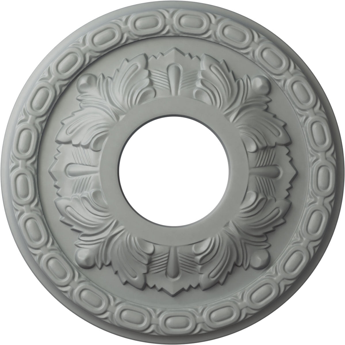 Primed Gray Leaf Ceiling Medallion 11.38"