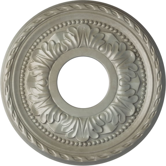 Ekena Millwork 11 3/8"OD x 3 5/8"ID x 7/8"P Palmetto Ceiling Medallion (Fits Canopies up to 4 1/2"), Hand-Painted Flash Gold