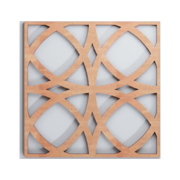 Ekena Millwork 11 3/8"W x 11 3/8"H x 3/8"T Small Fleetwood Decorative Fretwork Wood Wall Panels, Cherry