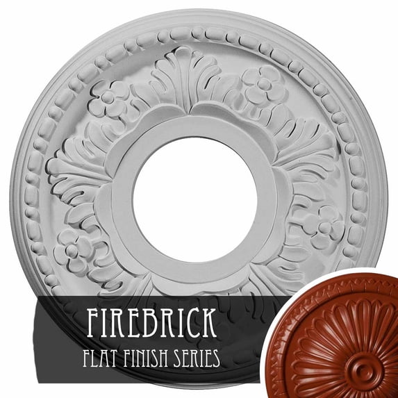 Ekena Millwork 11 7/8"OD x 3 5/8"ID x 7/8"P Helene Ceiling Medallion (Fits Canopies up to 5 1/4"), Hand-Painted Firebrick