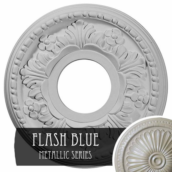Ekena Millwork 11 7/8"OD x 3 5/8"ID x 7/8"P Helene Ceiling Medallion (Fits Canopies up to 5 1/4"), Hand-Painted Flash Blue