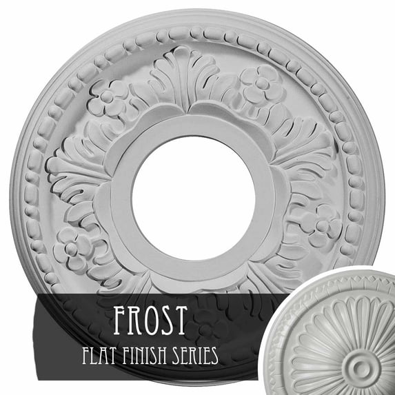 Ekena Millwork 11 7/8"OD x 3 5/8"ID x 7/8"P Helene Ceiling Medallion (Fits Canopies up to 5 1/4"), Hand-Painted Frost