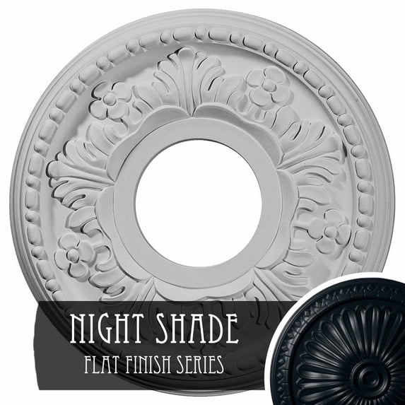 Ekena Millwork 11 7/8"OD x 3 5/8"ID x 7/8"P Helene Ceiling Medallion (Fits Canopies up to 5 1/4"), Hand-Painted Night Shade