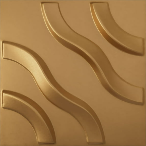 Ekena Millwork 11 7/8"W x 11 7/8"H Lane EnduraWall Decorative 3D Wall Panel, Bright Coat Gold (12-Pack for 11.76 Sq. Ft.)