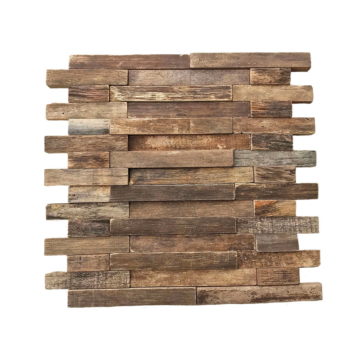 Natural Finish Reclaimed Boat Wood Mosaic Wall Tile