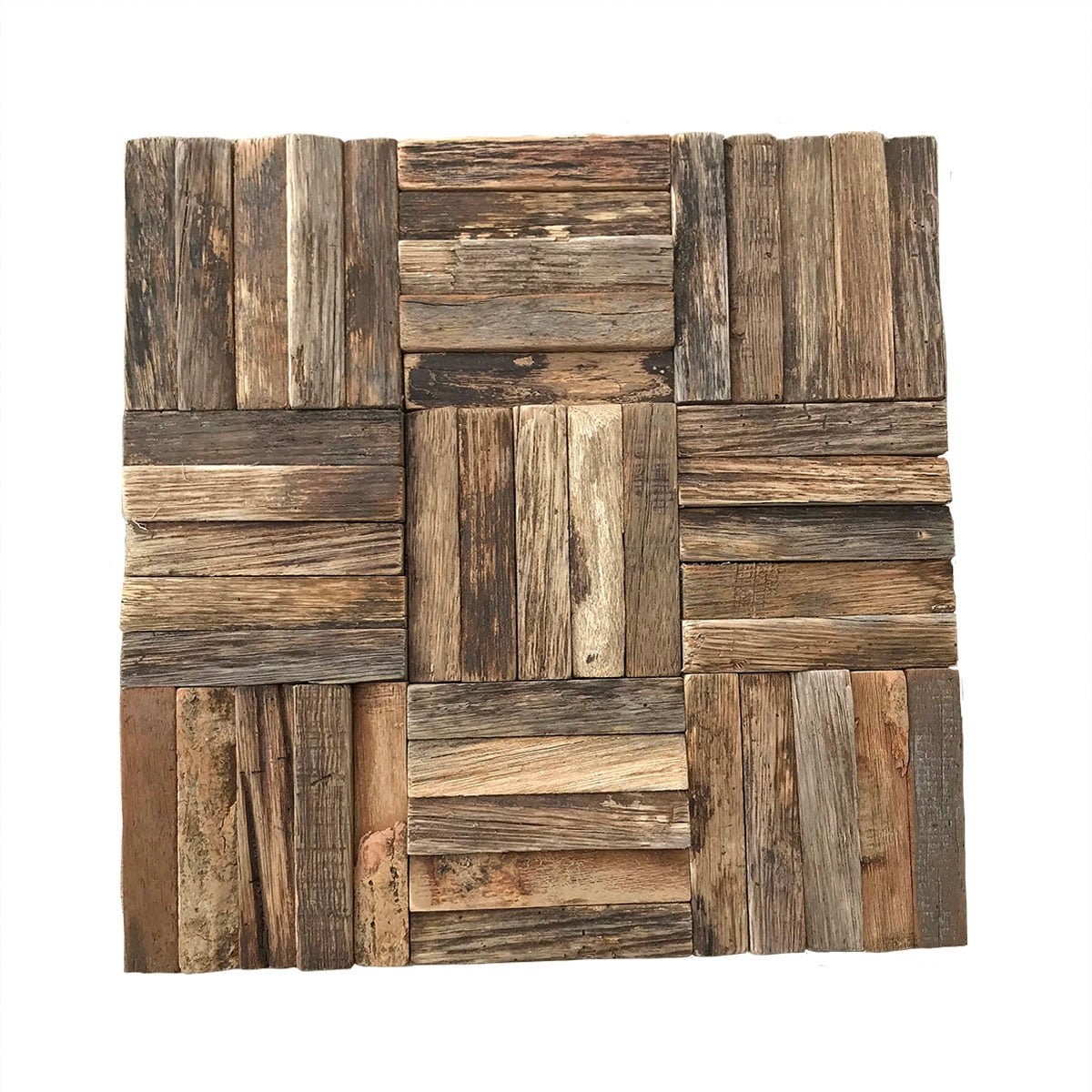 Natural Reclaimed Boat Wood Mosaic Wall Tile