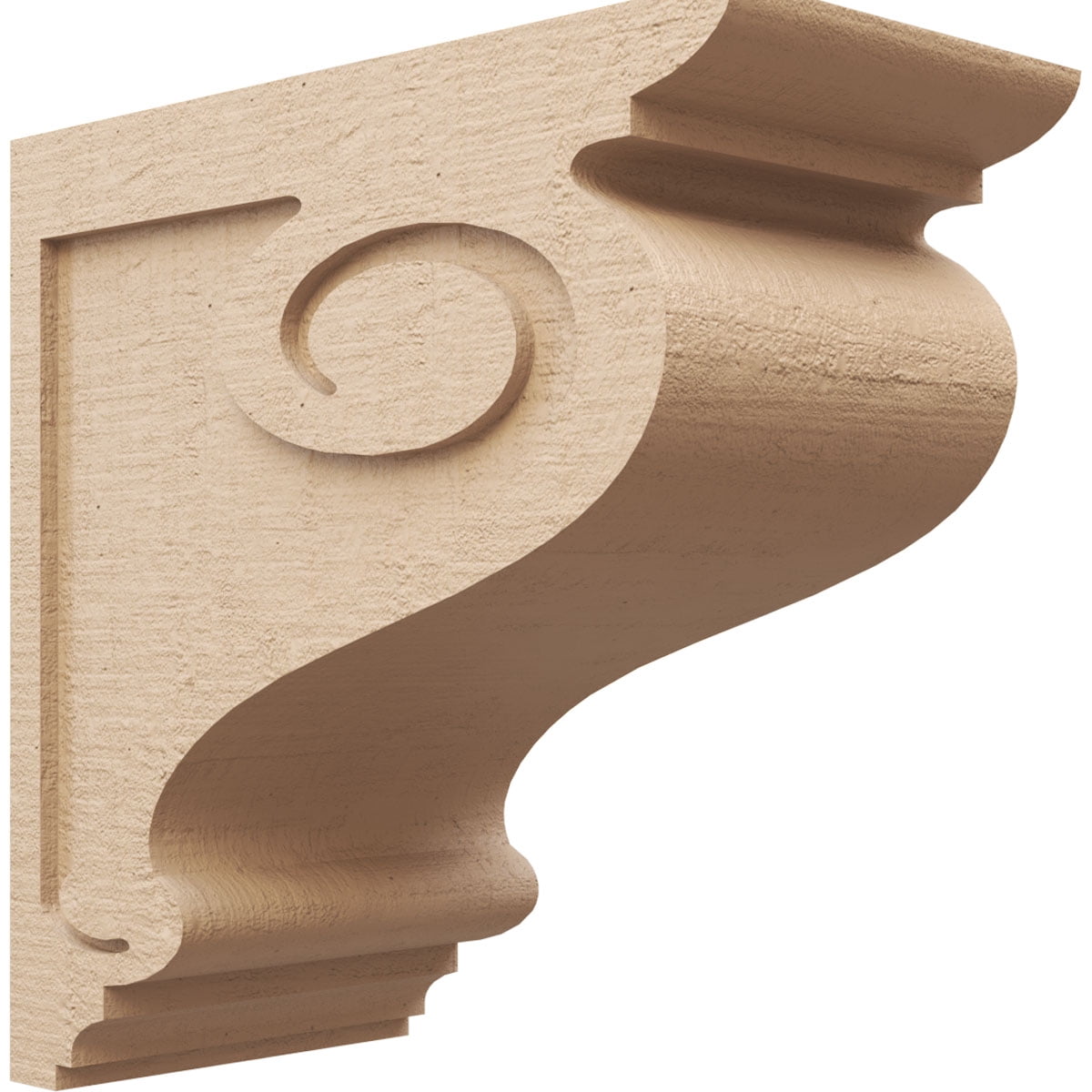 11"W x 22"D x 22"H Classic Scroll Rough Cedar Woodgrain TimberThane Corbel, Primed Tan