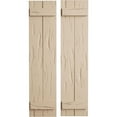 thumbnail image 1 of Ekena Millwork 11"W x 28"H Rustic Two Board Joined Board-n-Batten Pecky Cypress Faux Wood Shutters (Per Pair), Primed Tan, 1 of 12