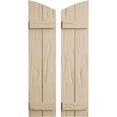 thumbnail image 1 of Ekena Millwork 11"W x 34"H (30 3/8" Low Side) Timberthane Pecky Cypress Two Board Joined Board-n-Batten w/Elliptical Top Faux Wood Shutters (Per Pair), Primed Tan, 1 of 6