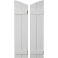 thumbnail image 1 of Ekena Millwork 11"W x 44"H (40 3/8" Low Side) Timberthane Smooth Two Board Joined Board-n-Batten w/Elliptical Top Faux Wood Shutters (Per Pair), Primed Tan, 1 of 6