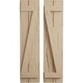 thumbnail image 1 of Ekena Millwork 11"W x 50"H Rustic Two Board Joined Board-n-Batten Hand Hewn Faux Wood Shutters w/Z-Board (Per Pair), Primed Tan, 1 of 11