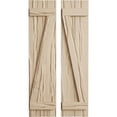 thumbnail image 1 of Ekena Millwork 11"W x 52"H Rustic Two Board Joined Board-n-Batten Riverwood Faux Wood Shutters w/Z-Board (Per Pair), Primed Tan, 1 of 11