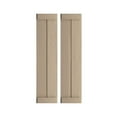 thumbnail image 1 of Ekena Millwork 11"W x 54"H Rustic Two Board Joined Board-n-Batten Rough Cedar Faux Wood Shutters w/End Batten (Per Pair), Primed Tan, 1 of 11