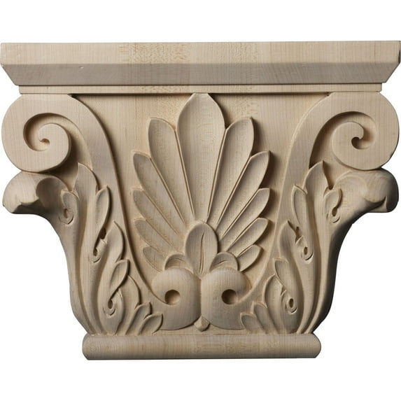 Ekena Millwork 11"W x 6 3/4"BW x 3 7/8"D x 8 7/8"H Large Chesterfield Capital (Fits Pilasters up to 6 1/4"W x 2"D), Maple (2-Pack)