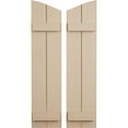 thumbnail image 1 of Ekena Millwork 11"W x 66"H (62 3/8" Low Side) Timberthane Sandblasted Two Board Joined Board-n-Batten w/Elliptical Top Faux Wood Shutters (Per Pair), Primed Tan, 1 of 6