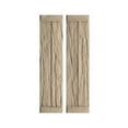 thumbnail image 1 of Ekena Millwork 11"W x 88"H Rustic Two Board Joined Board-n-Batten Riverwood Faux Wood Shutters w/End Batten (Per Pair), Primed Tan, 1 of 11