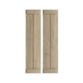thumbnail image 1 of Ekena Millwork 11"W x 88"H Rustic Two Board Joined Board-n-Batten Rough Sawn Faux Wood Shutters w/End Batten (Per Pair), Primed Tan, 1 of 11