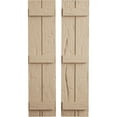 thumbnail image 1 of Ekena Millwork 11"W x 90"H Rustic Two Board Joined Board-n-Batten Hand Hewn Faux Wood Shutters (Per Pair), Primed Tan, 1 of 12