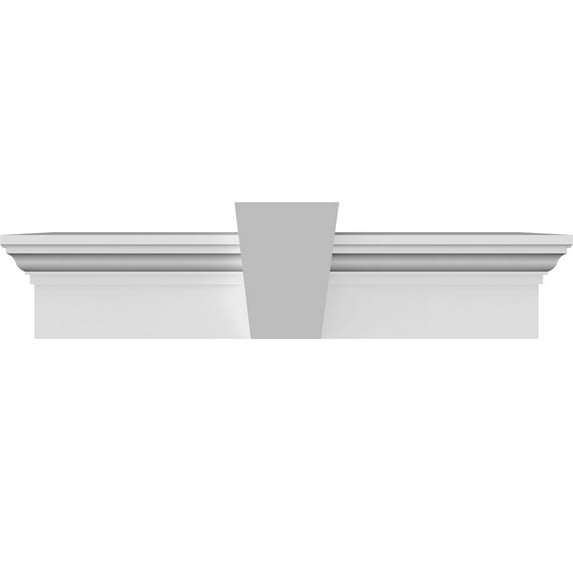 Ekena Millwork 113" Bottom Width x 116 1/2" Top Width x 6"H x 1"P Traditional Crosshead w/ Flat Keystone