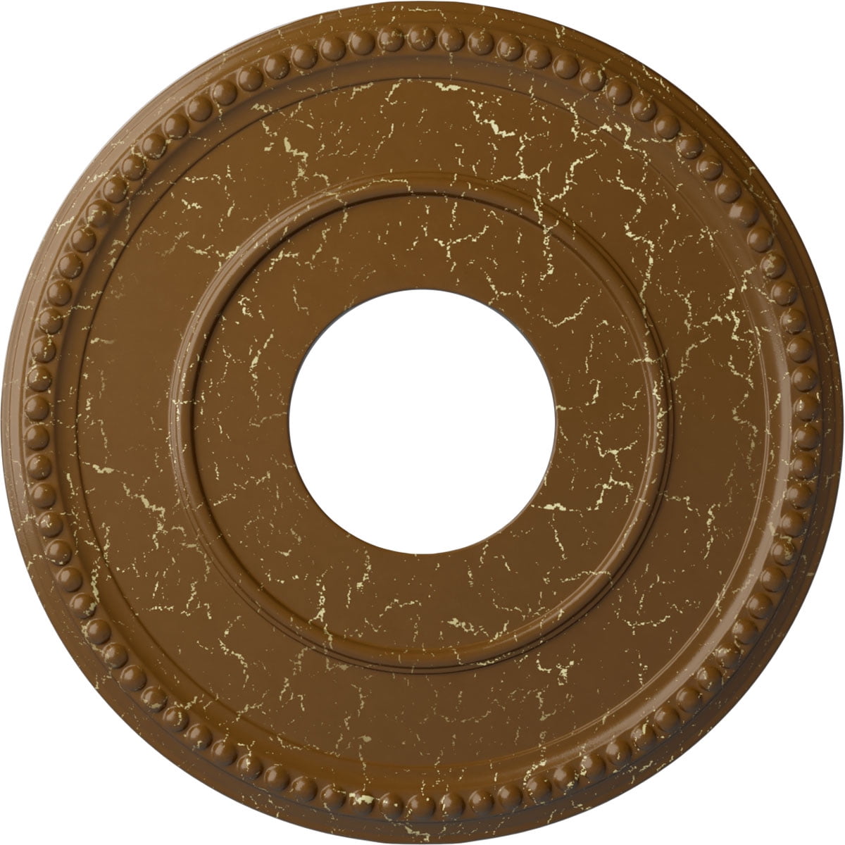 Ekena Millwork 12 1/2"OD x 3 7/8"ID x 3/4"P Bradford Ceiling Medallion (Fits Canopies up to 6 5/8"), Hand-Painted Smokey Topaz Crackle