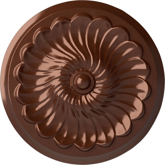 Ekena Millwork 12 1/4"OD x 2 1/4"P Flower Spiral Ceiling Medallion (Fits Canopies up to 2"), Hand-Painted Copper Penny
